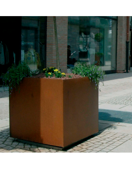 Fioriera quadrata in acciaio zincato e verniciato con base in acciaio inox - cm 80X80X100h