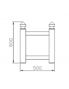 Fioriera in tubolare quadro con decori a forma rettangolare ricavati da torneria e traversi in tubo quadro - cm 50x50x60h