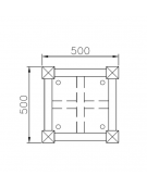 Fioriera in tubolare quadro con decori a forma rettangolare ricavati da torneria e traversi in tubo quadro - cm 50x50x60h