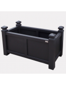 Fioriera a forma rettangolare in tubolare quadro con decori, ricavati da torneria e traversi in tubo quadro - cm 100x50x60h