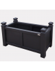 Fioriera in tubolare quadro con decori a forma rettangolare ricavati da torneria e traversi in tubo quadro - cm 100x50x60h