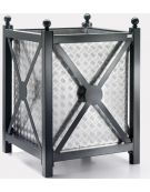 Fioriera zincata e verniciata di forma quadrata, dotata di fori di scolo - con contenitore in alluminio - cm 80x80x112,3h