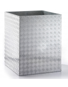 Fioriera zincata e verniciata di forma quadrata, dotata di fori di scolo - con contenitore in alluminio - cm 80x80x112,3h