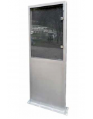 Bacheca bifacciale  in acciaio inox, con superfici espositive e ante in vetro - Da tassellare - cm 90x204,3h