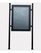 Bacheca bifacciale in acciaio zincato e verniciato con ante in vetro, da inghisare - cm 140x8x300h