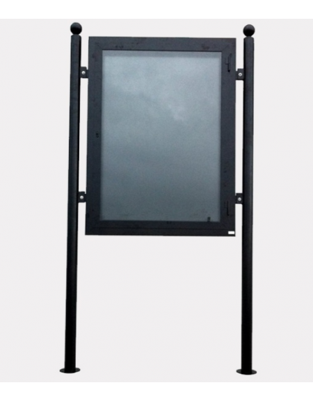 Bacheca bifacciale in acciaio zincato e verniciato con ante in vetro, da inghisare - cm 140x8x300h