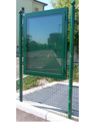 Bacheca bifacciale in acciaio zincato e verniciato con ante in vetro, da inghisare - cm 140x8x300h