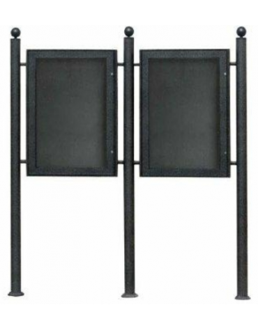 Bacheca monofacciale doppia in acciaio zincato e verniciato con ante in vetro, da inghisare - cm 272x8x300h