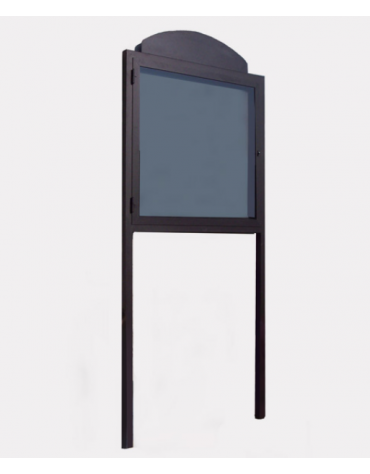 Bacheca in acciaio zincato e verniciato, anta apribile in vetro, pannello espos. cm 100×100 da inghisare -  cm 122x248h