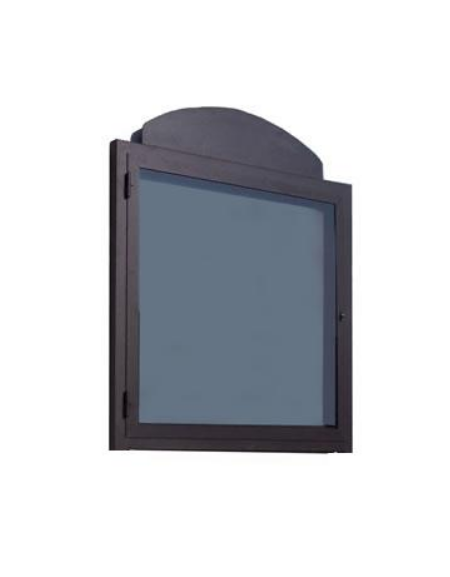 Bacheca a muro in acciaio zincato e verniciato, anta apribile in vetro, pannello espositivo cm 100×100 - Dim est. cm 122x122