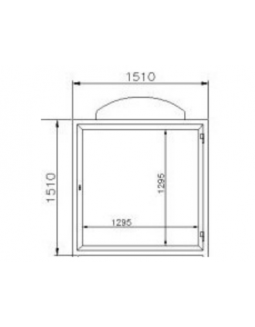 Bacheca a muro in acciaio zincato e verniciato, anta apribile in vetro, pannello espositivo cm 130×130 - Dim est. cm 151x151