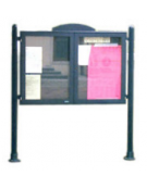 Bacheca in acciaio zincato e verniciato, ante in vetro, pannelli esposi. cm 200×130, 2 ante - da inghisare  - cm 239x300h