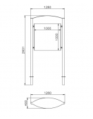 Bacheca in acciaio zincato e verniciato, con pannello espositivo dim. cm 100×100 mm, da inghisare - cm 128x40x260,1h