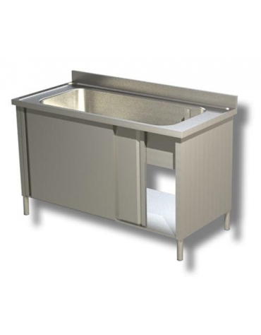 Lavapentole inox armadiato con vascone Dimensioni cm.120x70x85h