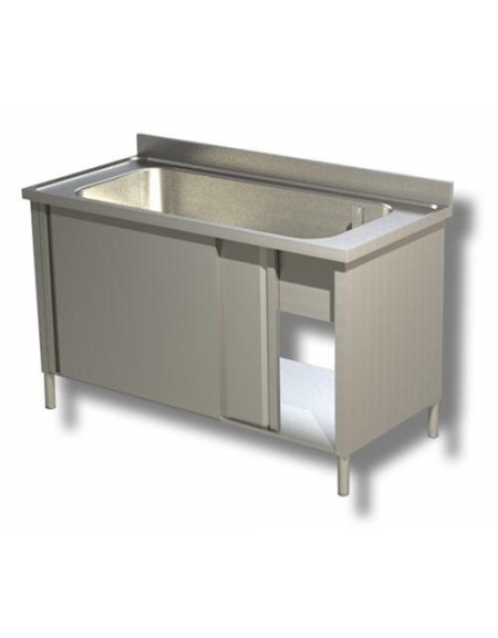 Lavapentole inox armadiato con vascone Dimensioni cm.120x70x85h