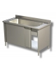 Lavapentole inox armadiato con vascone e griglia scorrevole Dimensioni cm.120x70x85h