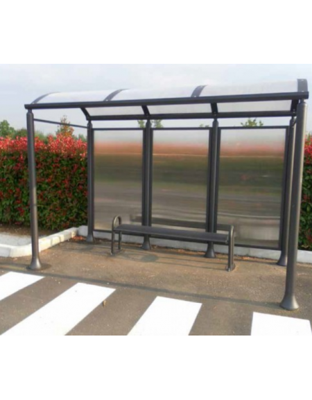 Pensilina 3 moduli in acciaio verniciato con copertura e parete di fondo in policarbonato alveolare - cm 330x158,8x239,5h