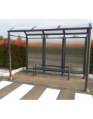 Pensilina 4 moduli in acciaio verniciato con copertura e parete di fondo in policarbonato alveolare - cm 429x158,8x239,5h