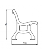 Panchina con struttura in ghisa, seduta e schienale con doghe in legno esotico. Da tassellare - cm 174x61x73h