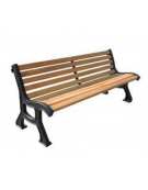 Panchina con struttura in ghisa, seduta e schienale con doghe in legno di pregio - Da tassellare - cm 200x61x71,2h