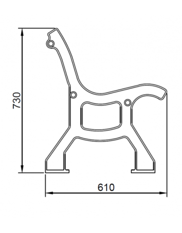 Panchina con struttura in ghisa, seduta e schienale con doghe in legno esotico. Da tassellare - cm 200x61x73h