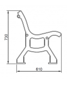 Panchina con struttura in ghisa, seduta e schienale con doghe in legno di pino. Da tassellare - cm 200x61x73h