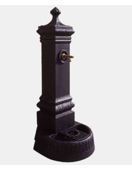 Fontana con struttura in ghisa, completa di rubinetto in ottone e caditoia in ghisa - cm 51x46x124h
