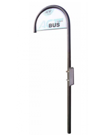 Palina autobus in acciaio con un unico tubo Ø60 curvato ad arco senza cestino