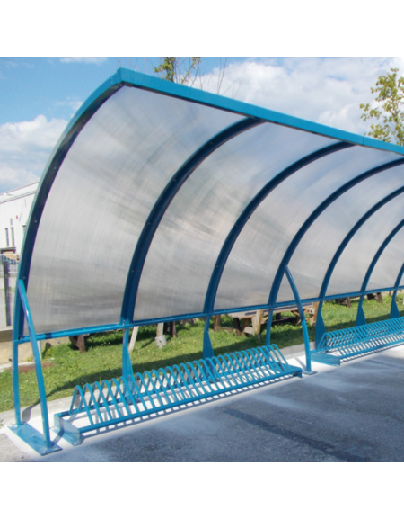 Pensilina per bici in acciaio zincato e verniciato, copertura in policarbonato. Portabici non incluso - cm 260×236x253h