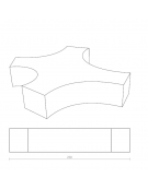 Panchina monoblocco in graniglia di marmo di particolare forma, senza schienale - totalmente levigata - cm 180x230x45h