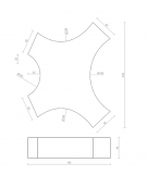 Panchina monoblocco in cemento con una particolare forma, senza schienale - cm 180x230x45h