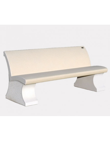 Panchina monoblocco in cemento Portland, con schienale - cm 190x72x86h