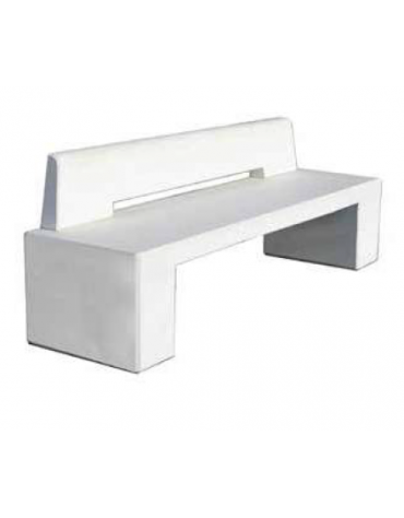 Panchina monoblocco in graniglia di marmo con acciaio zigrinato, con schienale - trattamento antigraffiti - cm 220x60x80h