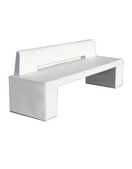 Panchina monoblocco in graniglia di marmo con acciaio zigrinato, con schienale - trattamento antigraffiti - cm 220x60x80h