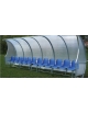 Panchina allenatori/riserve con 16 sedute lunghezza metri 8 - mt 8x1,20x2,00h - copertura in policarbonato alveolare