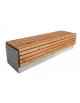 Panchina piana monoblocco in calcestruzzo armato con acciaio zigrinato e zincato, seduta doghe in legno cm 200x55x50h