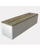 Panchina piana realizzata in graniglia di marmo con seduta in legno di pino - cm 200x50x49h