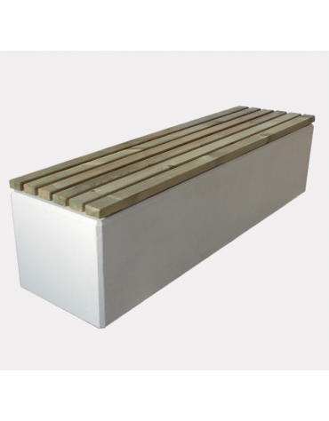Panchina piana realizzata in graniglia di marmo con seduta in legno di pino - cm 200x50x49h