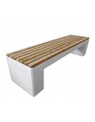 Panchina piana in graniglia di marmo con seduta in legno di pino - cm 220x60x51,8h