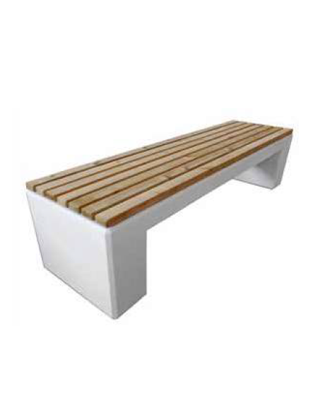 Panchina piana in graniglia di marmo con seduta in legno di pino - cm 220x60x51,8h