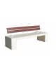 Panchina monoblocco in calcestruzzo armato con acciaio zigrinato e zincato, schienale con doghe in legno di pino - cm 220x66x83,