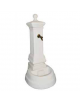 Fontana in cemento bianco, con  verniciatura in rivestimento acrilico, rubinetto a pulsante in ottone - cm 55X46X128h
