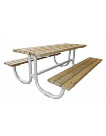 Set composto da supporti in tubolare di acciaio zincato e verniciato sagomati, doghe in legno di pino - cm 200x80h