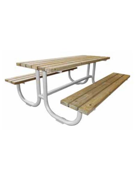 Set composto da supporti in tubolare di acciaio zincato e verniciato sagomati, doghe in legno di pino - cm 200x80h