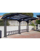 Pensilina monofacciale in acciaio zincato e verniciato, modulo base, copertura in policarbonato - cm 310x250x249h