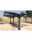 Pensilina bifacciale in acciaio zincato e verniciato con copertura in policarbonato - modulo base cm 310x490x249h