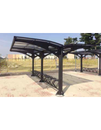 Pensilina bifacciale in acciaio zincato e verniciato con copertura in policarbonato - modulo base cm 310x490x249h