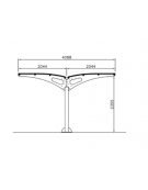 Pensilina bifacciale in acciaio zincato e verniciato, modulo base, copertura in policarbonato - cm 408,8x250x235,5h