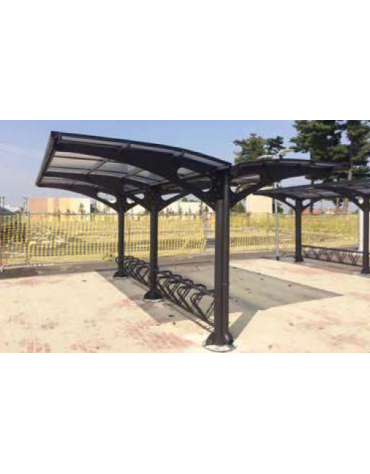 Pensilina bifacciale in acciaio zincato e verniciato con copertura in policarbonato - modulo per composizione cm 250x490x249h