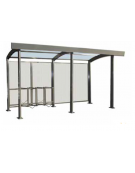 Pensilina monofacciale in acciaio zincato e verniciato, modulo per composizione, copertura in policarbonato - cm 250x218x248h